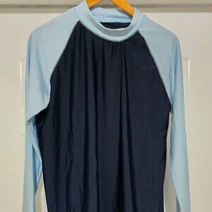 Bodywear Athletic Long-sleeve Shirt Men's Large Mock Turtle-neck Blue on Blue